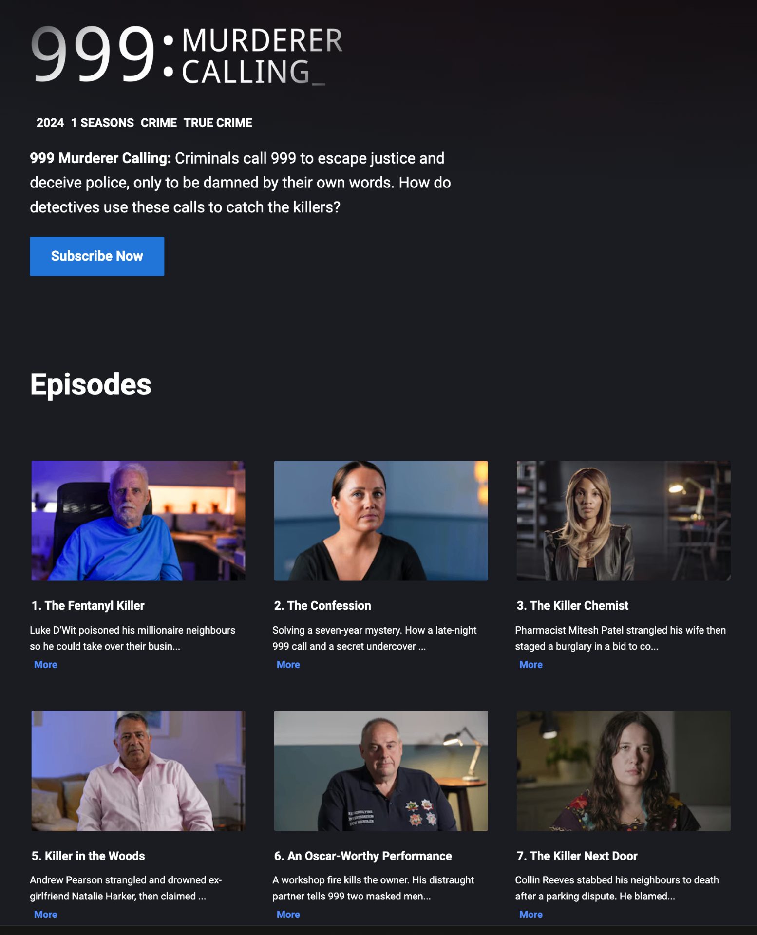 999 Murderer Calling on Discovery+ - episodes page featuring Joseph Naghdi, contributing digital forensics expert